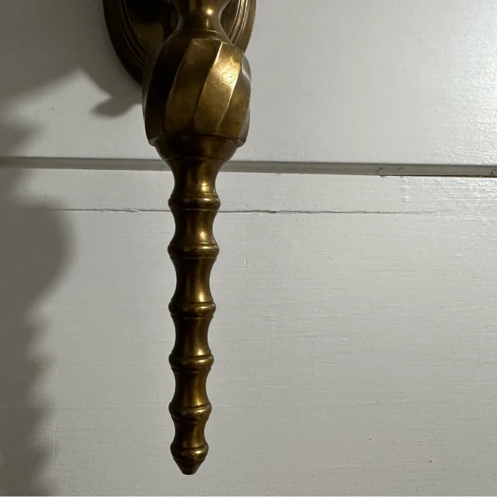 Vintage Dark Brown Brass Wall Sconces Candle Holders Oil Rubbed Bronze 1980’s